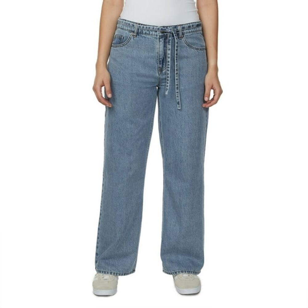 NWT Buffalo David Bitton Blue Denim Wide Leg Belted Jeans Women's Size 22